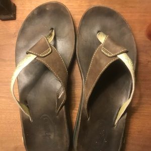 Leather and webbing Chaco flip flops
